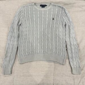 Polo by Ralph Lauren Gray Cable Knit Crewneck Sweater